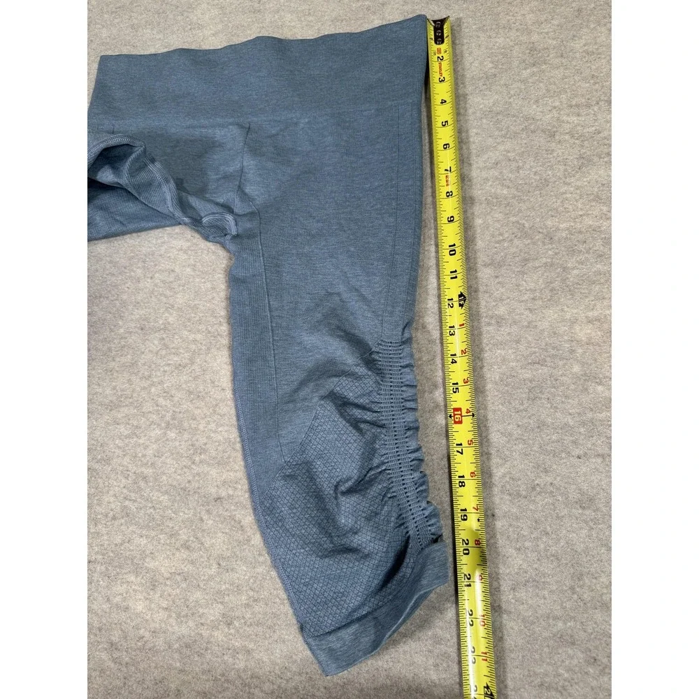 Lululemon Leggings Womens 8 Blue Capri High Rise Ruched Textured Yoga Athletic - Picture 13 of 15